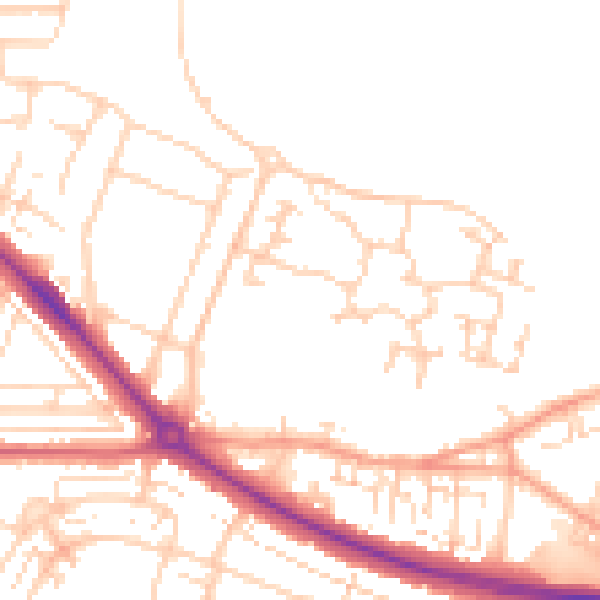 Daytime road noise heatmap for DA12 2NU