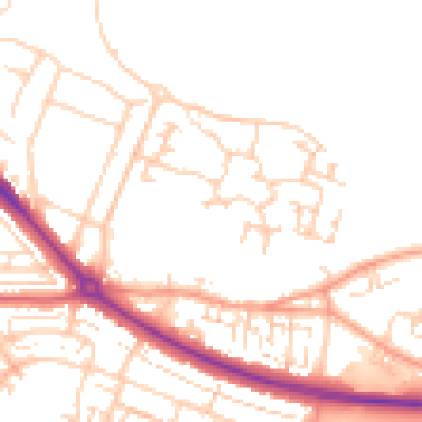 Daytime road noise heatmap for DA12 2PB