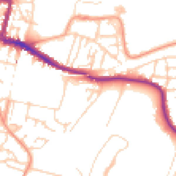 Daytime road noise heatmap for DA12 2TH
