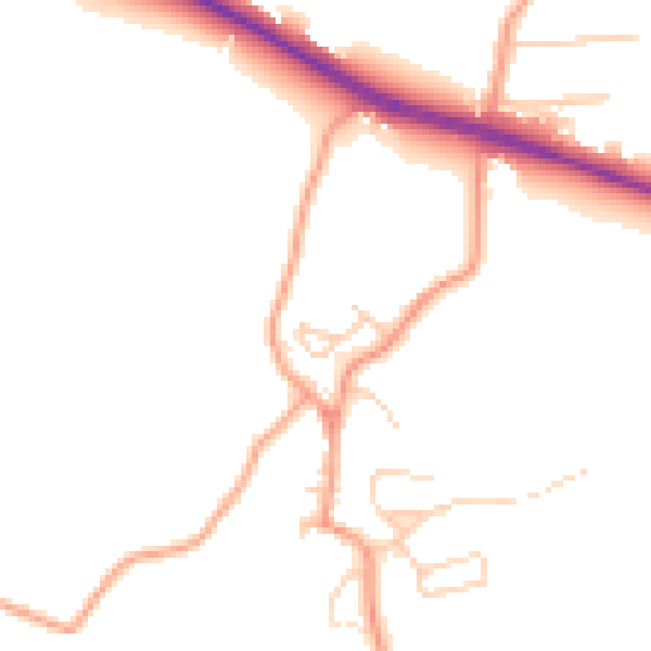 Daytime road noise heatmap for DA12 3DT