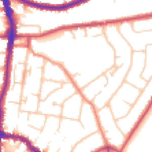 Daytime road noise heatmap for DA14 4HP