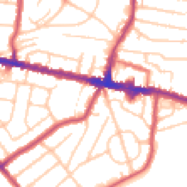 Daytime road noise heatmap for DA16 2LD