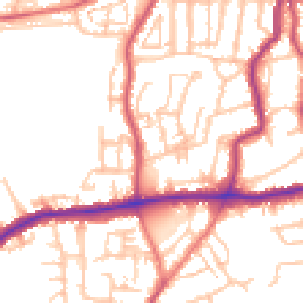 Daytime road noise heatmap for DA17 5BQ