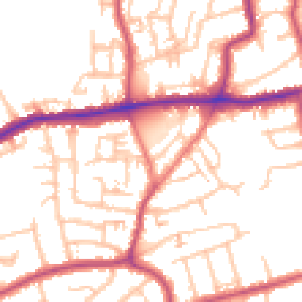 Daytime road noise heatmap for DA17 5LQ
