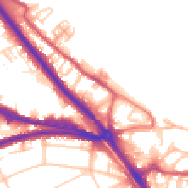 Daytime road noise heatmap for DA8 1AB