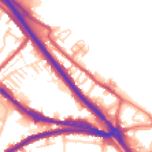 Daytime road noise heatmap for DA8 1AL