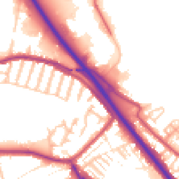 Daytime road noise heatmap for DA8 1BJ