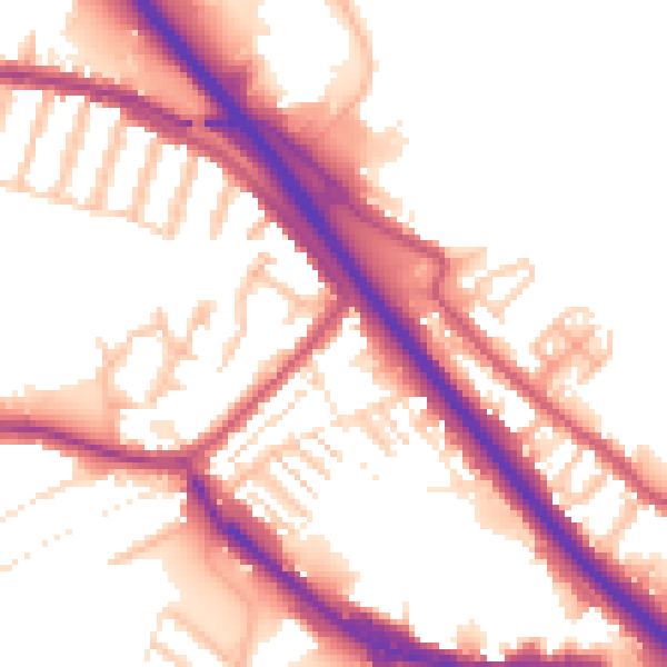 Daytime road noise heatmap for DA8 1BN