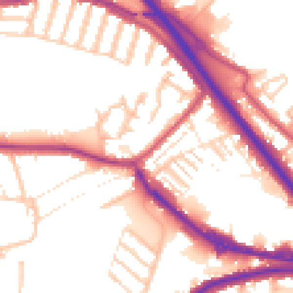 Daytime road noise heatmap for DA8 1BZ