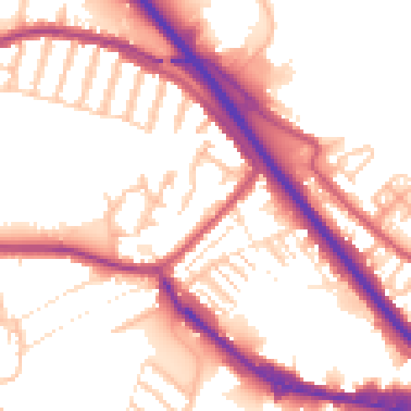Daytime road noise heatmap for DA8 1DA