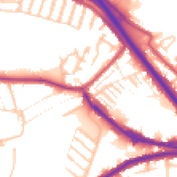 Daytime road noise heatmap for DA8 1DB