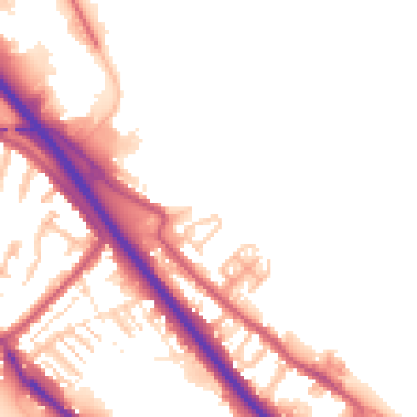 Daytime road noise heatmap for DA8 1DD