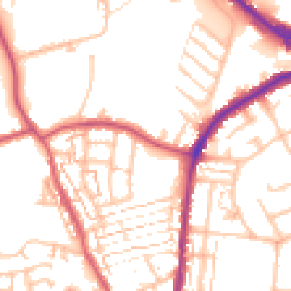 Daytime road noise heatmap for DA8 1DN