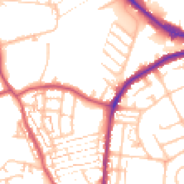 Daytime road noise heatmap for DA8 1DP