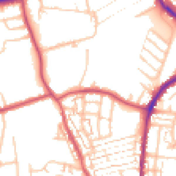 Daytime road noise heatmap for DA8 1DS