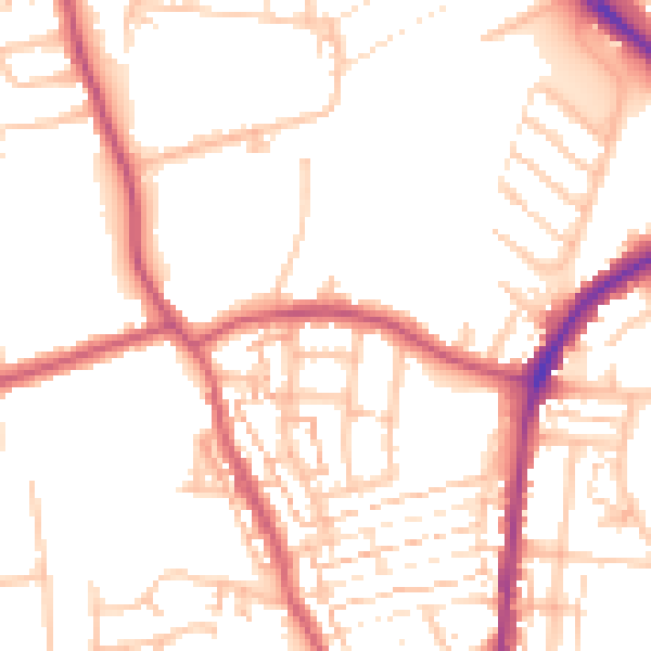 Daytime road noise heatmap for DA8 1DT