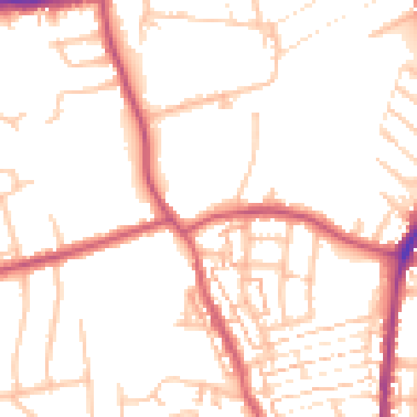 Daytime road noise heatmap for DA8 1DU