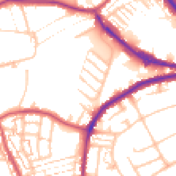 Daytime road noise heatmap for DA8 1FQ