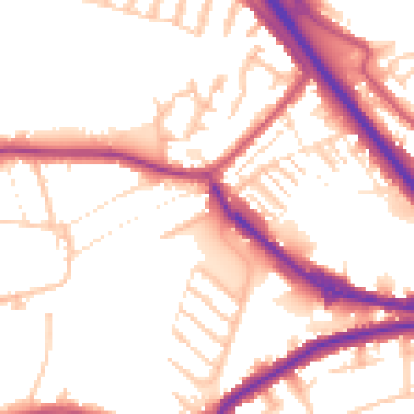 Daytime road noise heatmap for DA8 1PS