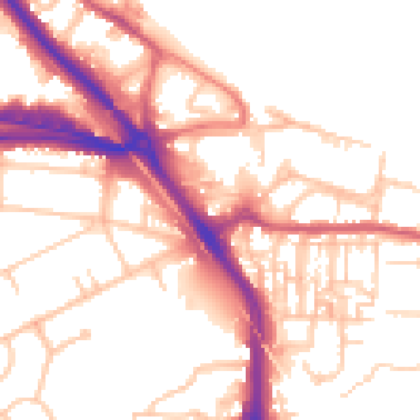 Daytime road noise heatmap for DA8 1RU