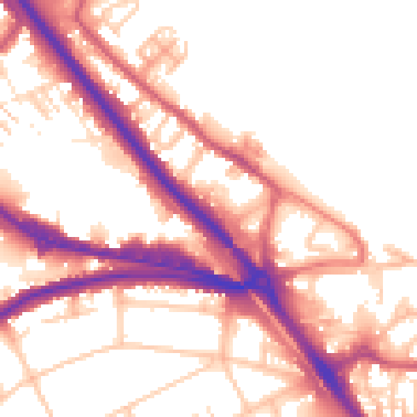 Daytime road noise heatmap for DA8 1TU