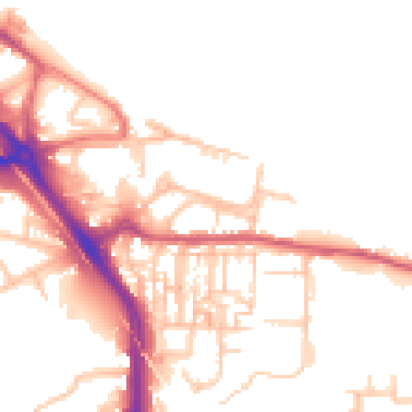 Daytime road noise heatmap for DA8 2AU