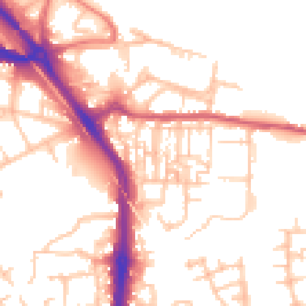 Daytime road noise heatmap for DA8 2AX