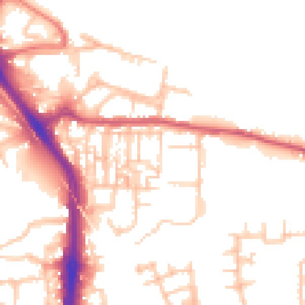 Daytime road noise heatmap for DA8 2BD
