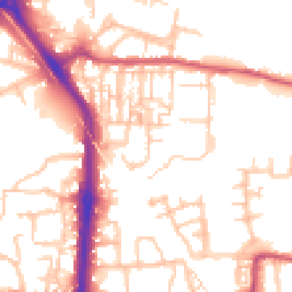 Daytime road noise heatmap for DA8 2BG