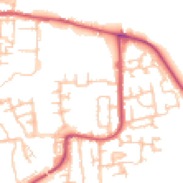 Daytime road noise heatmap for DA8 2BT