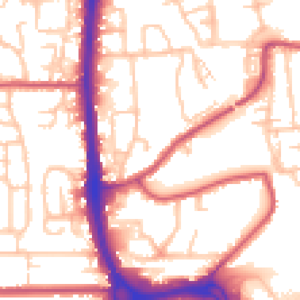 Daytime road noise heatmap for DA8 2DB