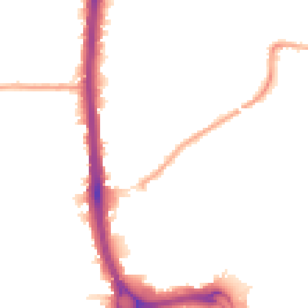 Night-time road noise heatmap for DA8 2DB
