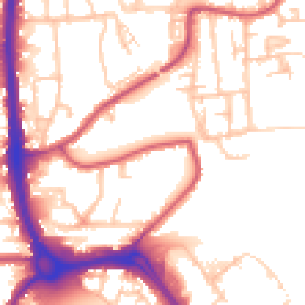 Daytime road noise heatmap for DA8 2DN