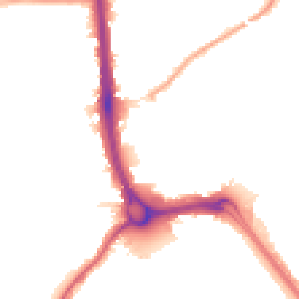 Night-time road noise heatmap for DA8 2EF