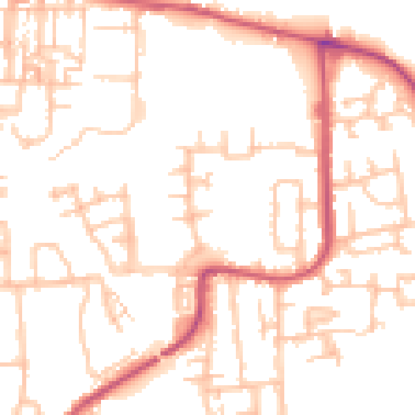 Daytime road noise heatmap for DA8 2EL