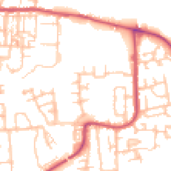 Daytime road noise heatmap for DA8 2FB