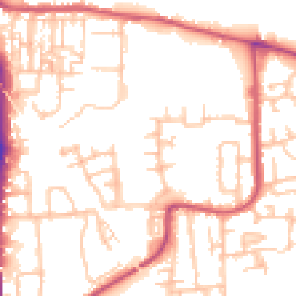 Daytime road noise heatmap for DA8 2FD
