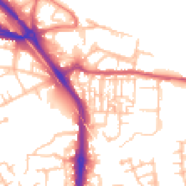 Daytime road noise heatmap for DA8 2GQ