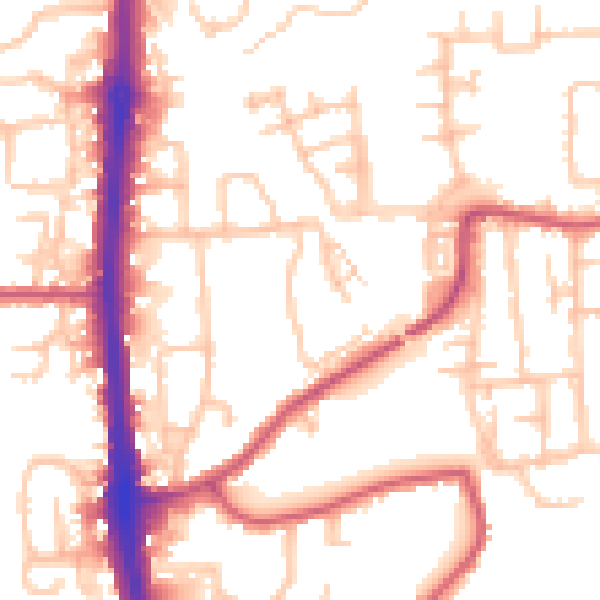 Daytime road noise heatmap for DA8 2HR