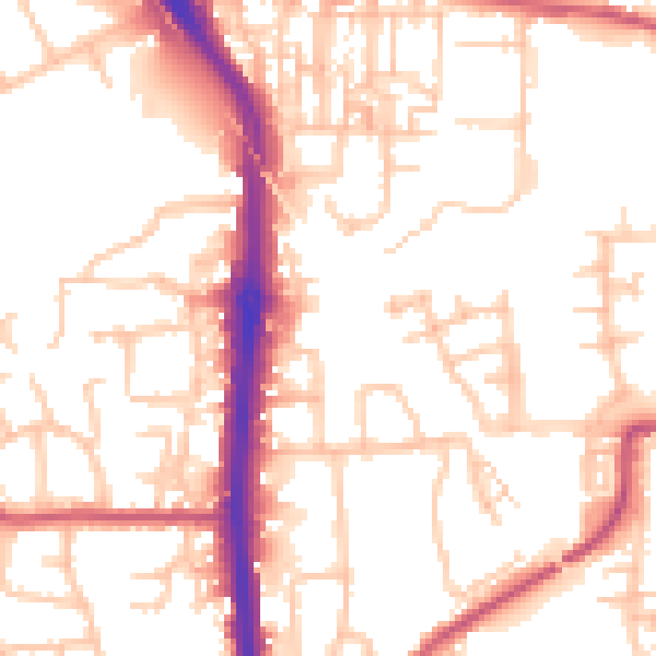 Daytime road noise heatmap for DA8 2PP