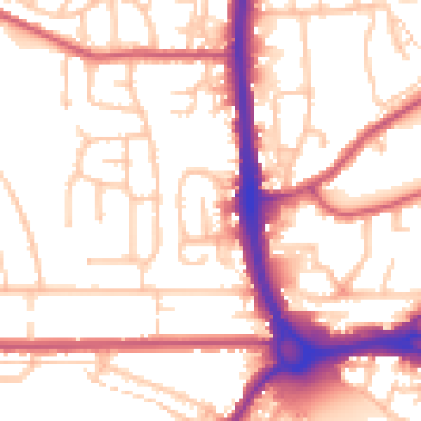 Daytime road noise heatmap for DA8 3AB