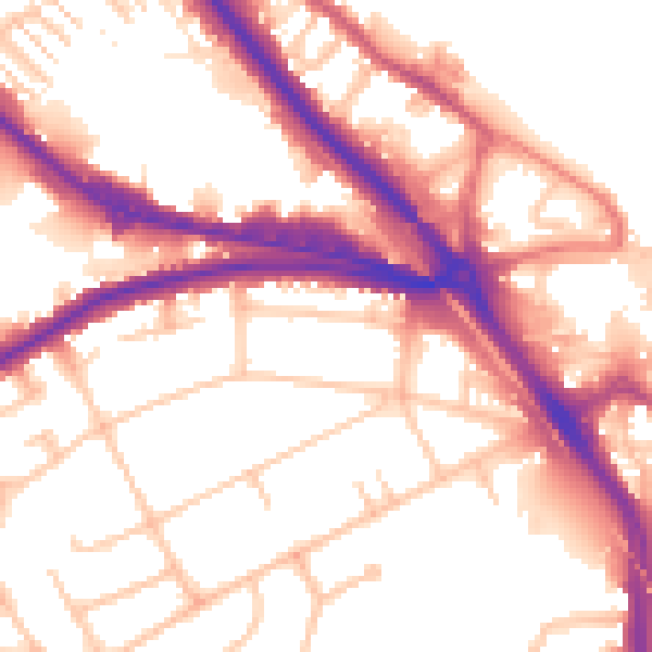 Daytime road noise heatmap for DA8 3AP
