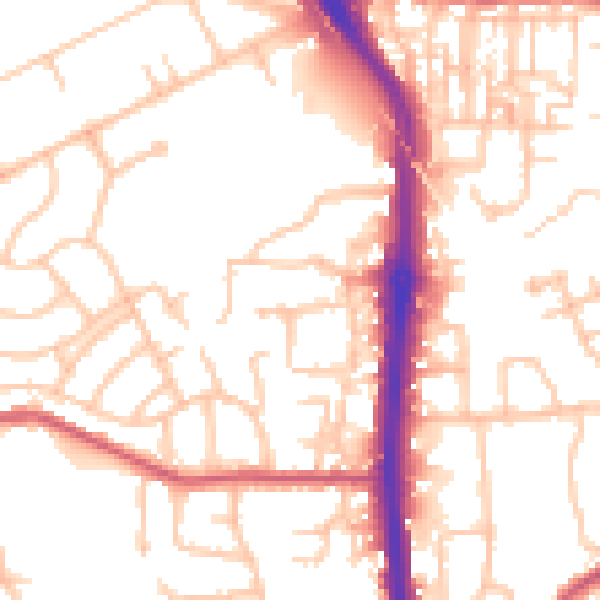 Daytime road noise heatmap for DA8 3AQ
