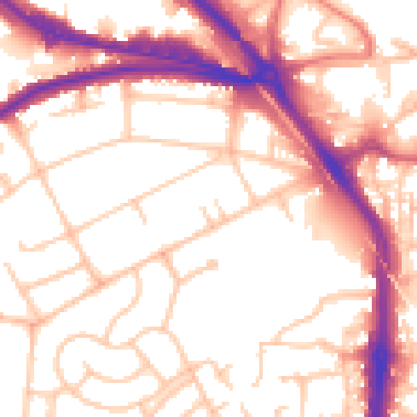 Daytime road noise heatmap for DA8 3AX