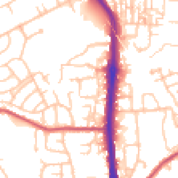 Daytime road noise heatmap for DA8 3BF