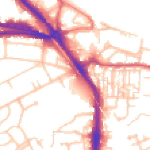 Daytime road noise heatmap for DA8 3BY