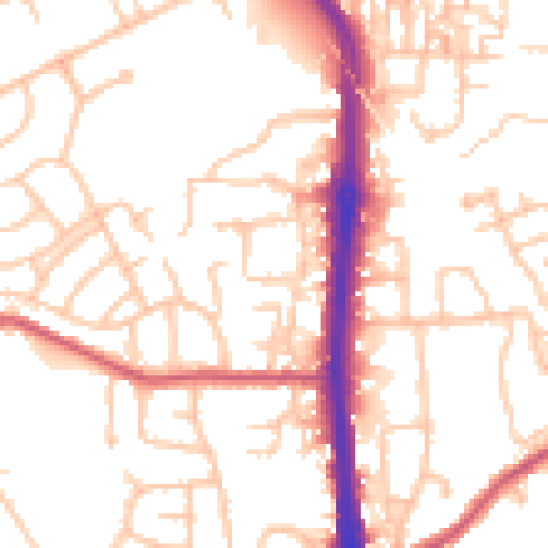 Daytime road noise heatmap for DA8 3DD