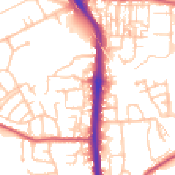 Daytime road noise heatmap for DA8 3FE
