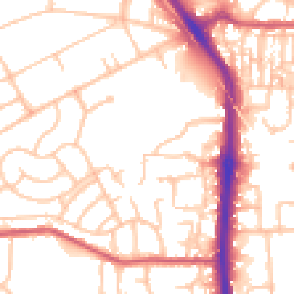 Daytime road noise heatmap for DA8 3FJ