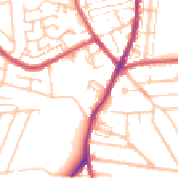Daytime road noise heatmap for DA8 3NB